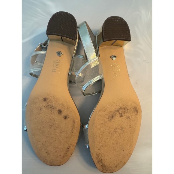 Nina New York Silver Mesh Metallic Strappy Block Heel Sandals Size 9M - Picture 14 of 15